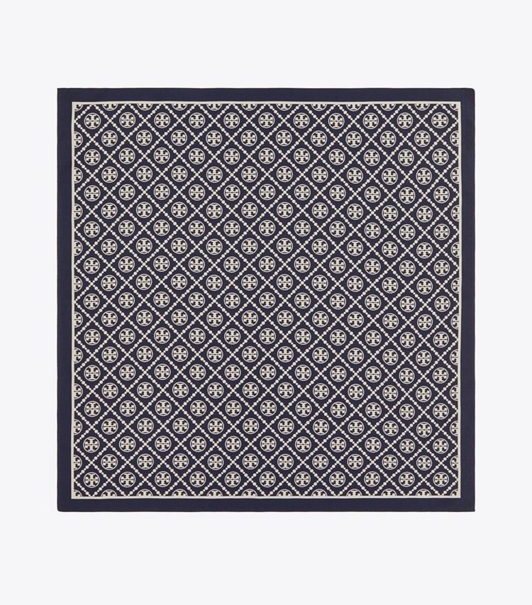 TORY BURCH WOMEN'S T MONOGRAM TWO-TONE SCARF - Tory Navy / New Ivory