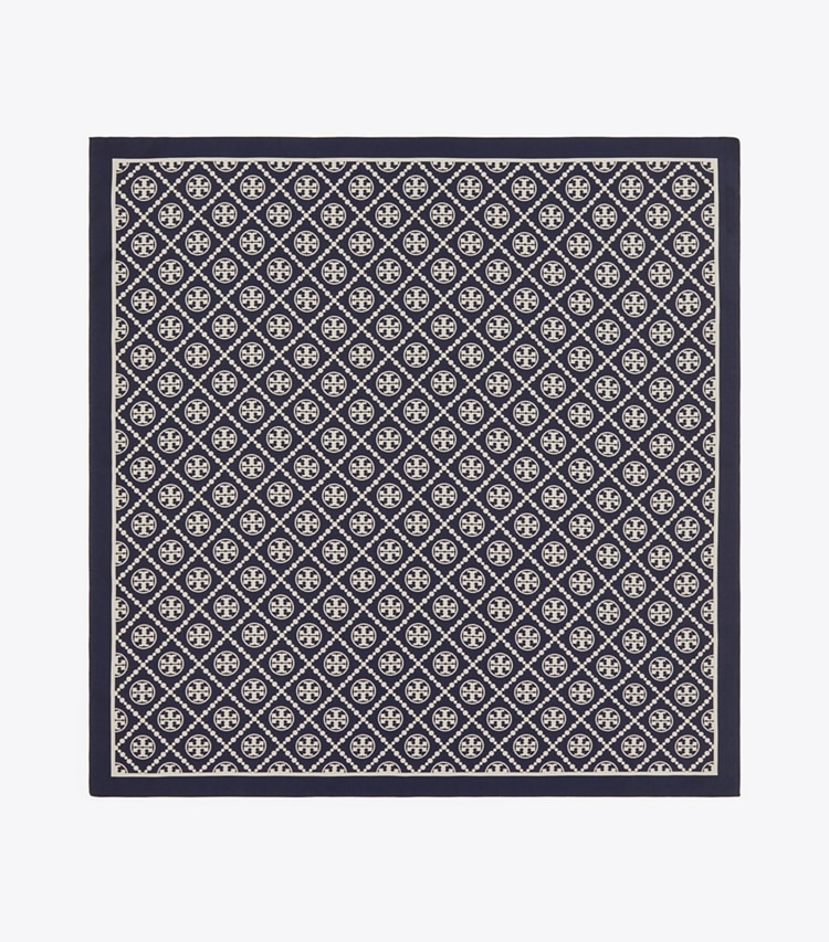 TORY BURCH WOMEN'S T MONOGRAM TWO-TONE SCARF - Tory Navy / New Ivory