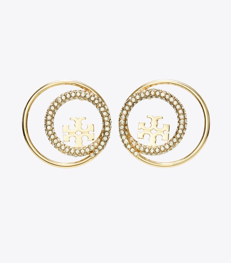 TORY BURCH WOMEN'S MILLER RINGS STUD - Tory Gold / Crystal