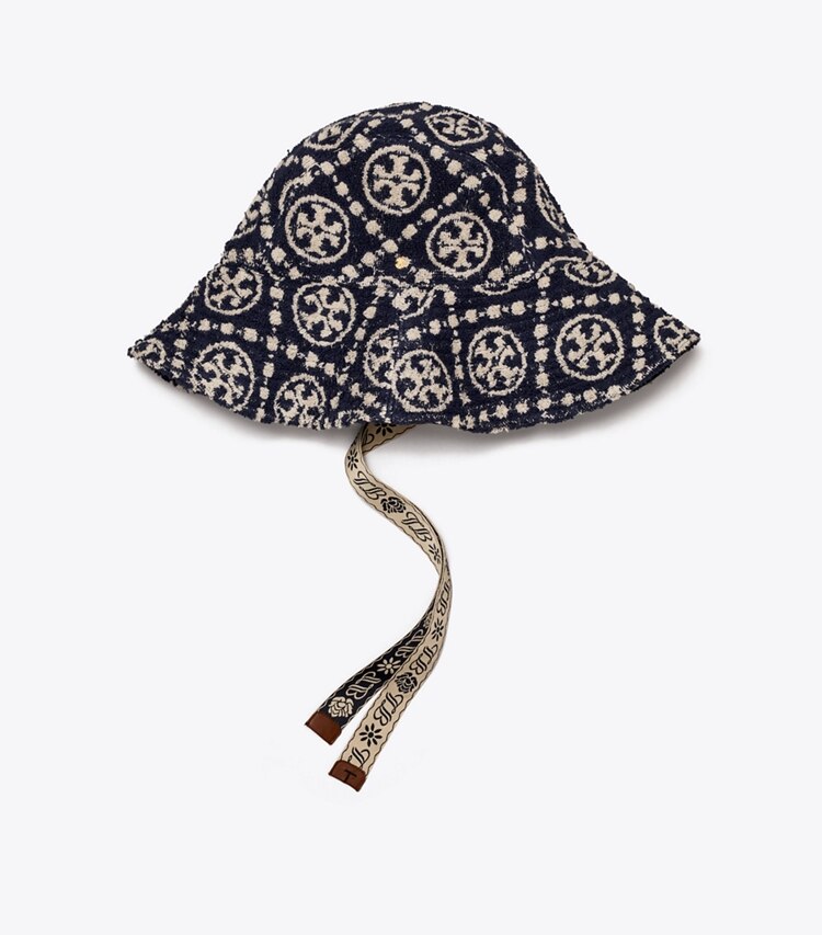 TORY BURCH WOMEN'S T MONOGRAM REVERSIBLE BUCKET HAT - Tory Navy - Click Image to Close