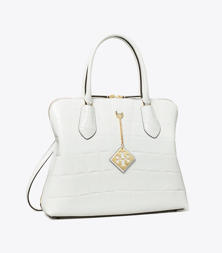 TORY BURCH WOMEN'S EMBOSSED SWING SATCHEL - Optic White