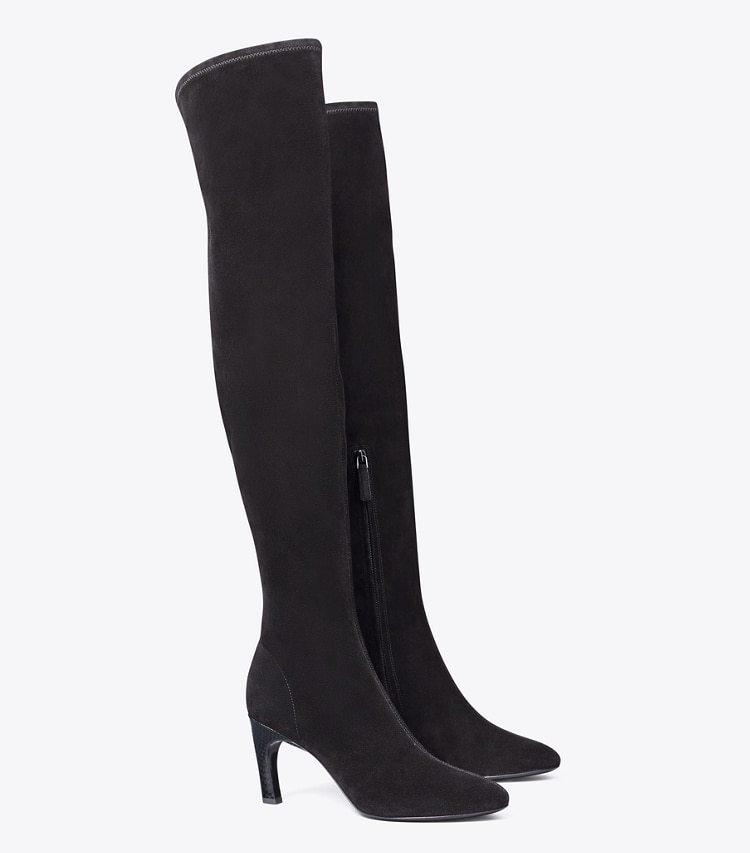 TORY BURCH WOMEN'S OVER-THE-KNEE HEELED SUEDE BOOT - Perfect Black / Nero
