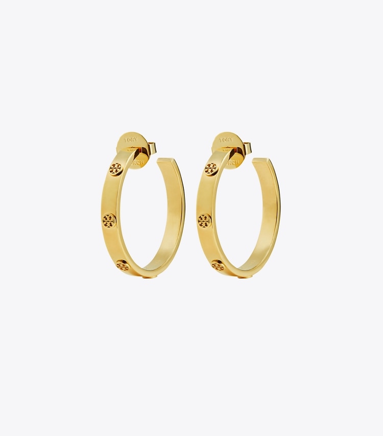 TORY BURCH WOMEN'S MILLER STUD HOOP EARRING - Tory Gold