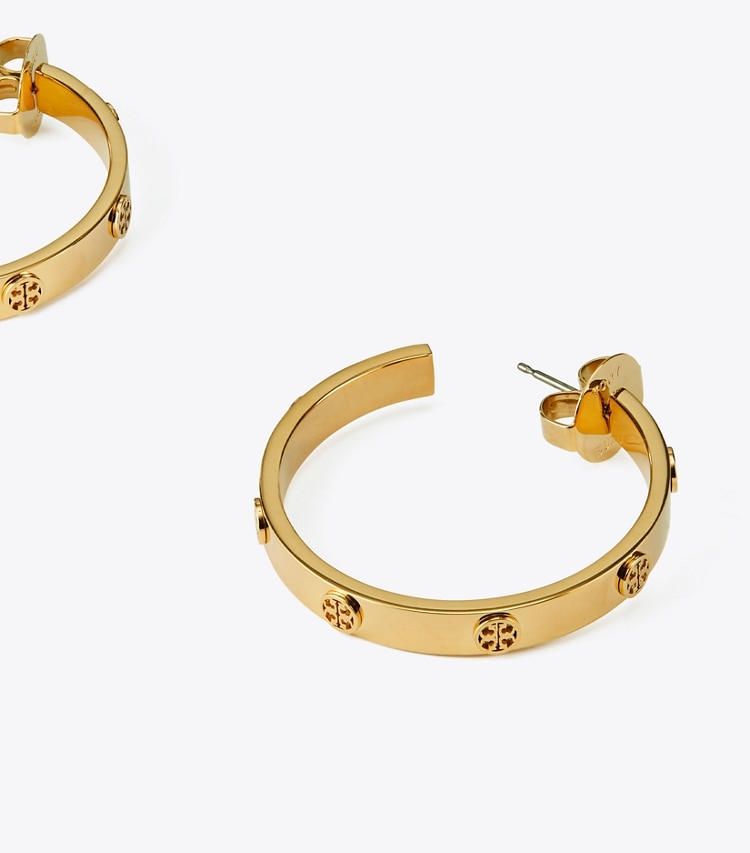 TORY BURCH WOMEN'S MILLER STUD HOOP EARRING - Tory Gold