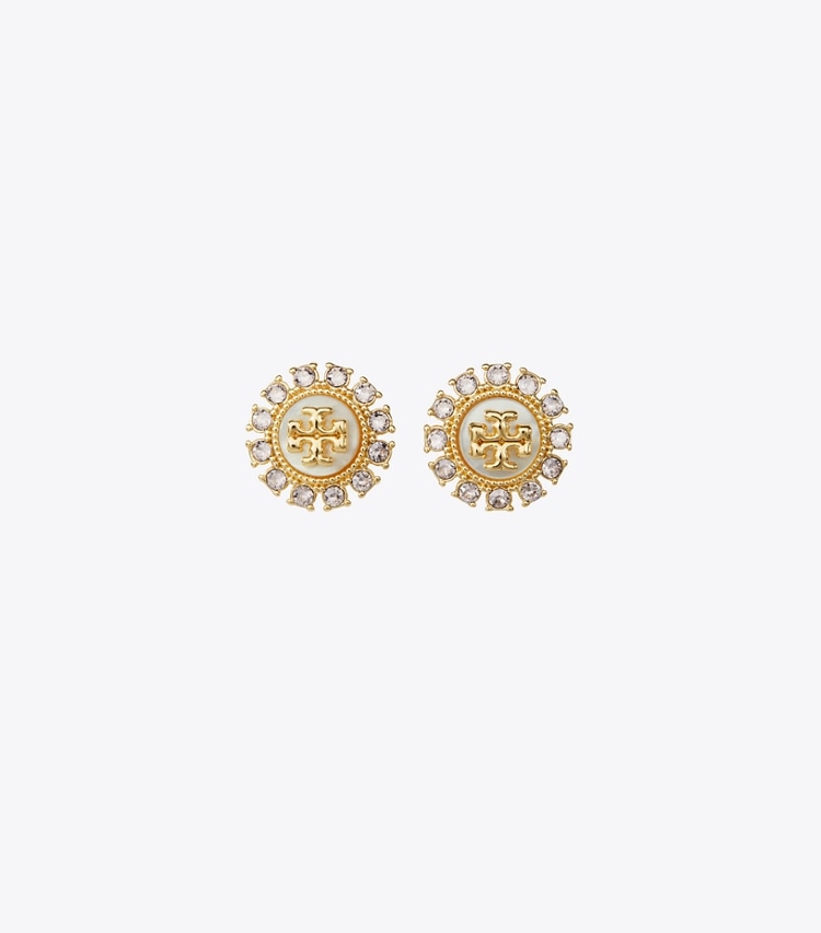 TORY BURCH WOMEN'S KIRA CRYSTAL STUD EARRING - Tory Gold / Mop / Crystal