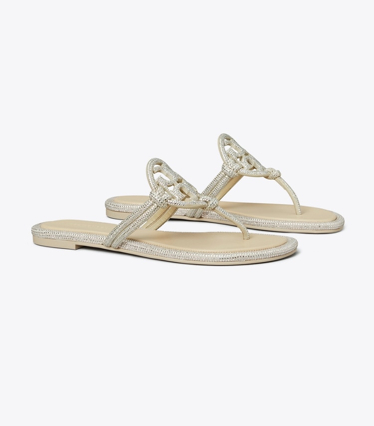 TORY BURCH WOMEN'S MILLER PAVe KNOTTED SANDAL - Stone Gray