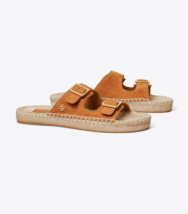 TORY BURCH WOMEN'S TWO BAND FLAT ESPADRILLE SLIDE - Ambra