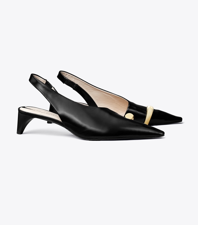 TORY BURCH WOMEN'S PIERCED SLINGBACK HEEL - Perfect Black