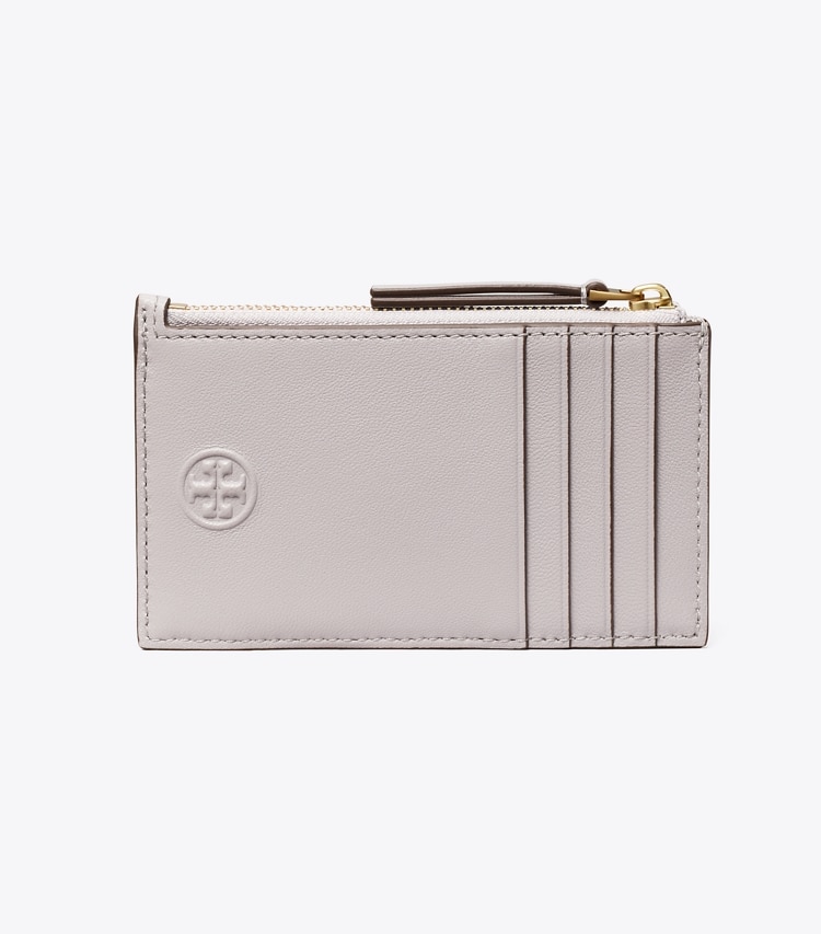 TORY BURCH WOMEN'S FLEMING SOFT ZIP CARD CASE - Bay Gray