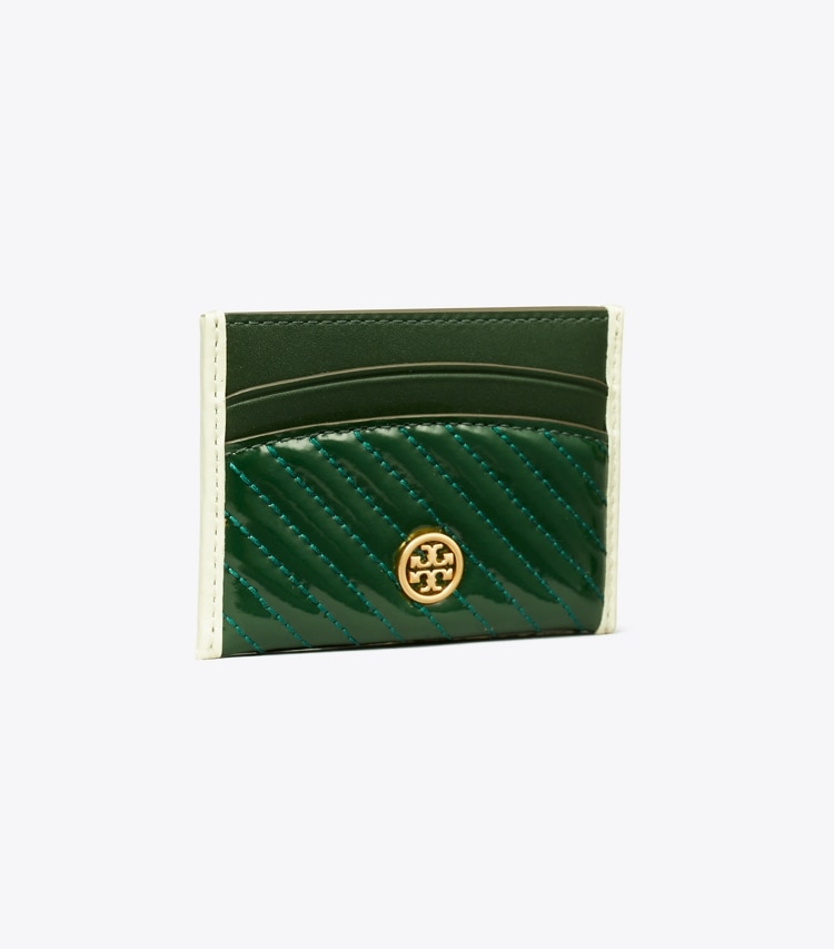 TORY BURCH WOMEN'S ROBINSON PATENT QUILTED CARD CASE - Pine Tree