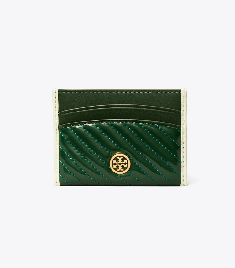 TORY BURCH WOMEN'S ROBINSON PATENT QUILTED CARD CASE - Pine Tree
