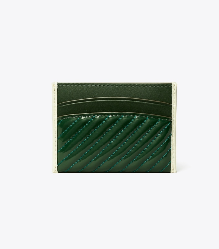 TORY BURCH WOMEN'S ROBINSON PATENT QUILTED CARD CASE - Pine Tree