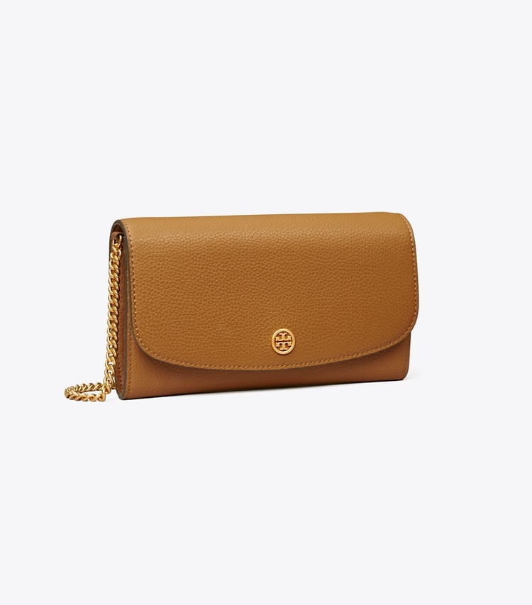 TORY BURCH WOMEN'S ROBINSON PEBBLED CHAIN WALLET - Tiger's Eye