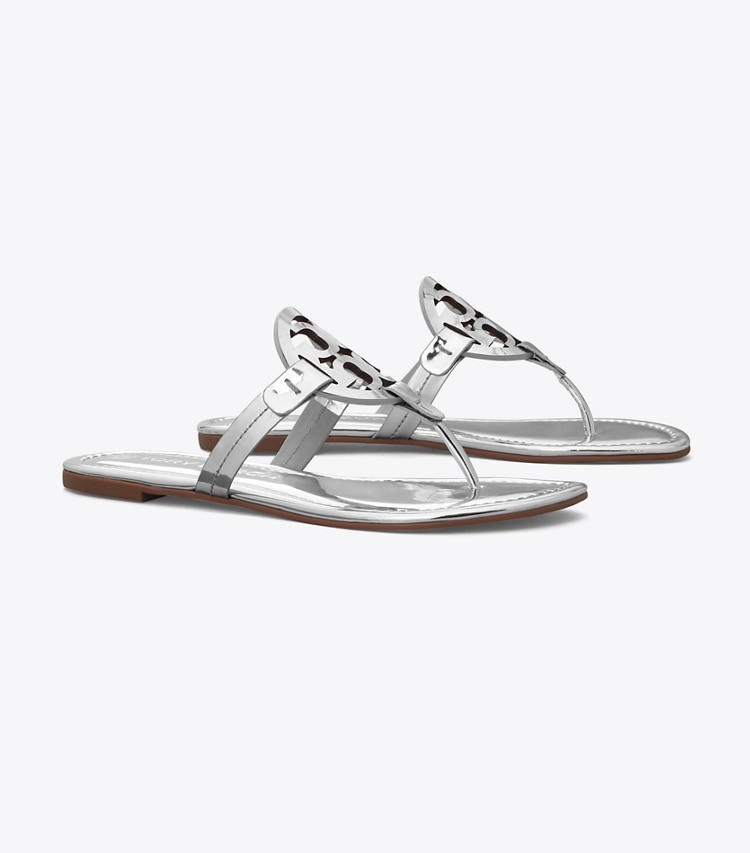 TORY BURCH WOMEN'S MILLER METALLIC SANDAL - Silver