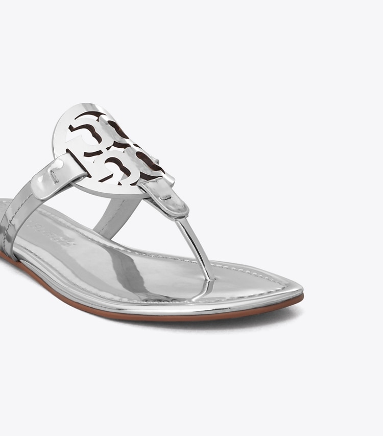 TORY BURCH WOMEN'S MILLER METALLIC SANDAL - Silver