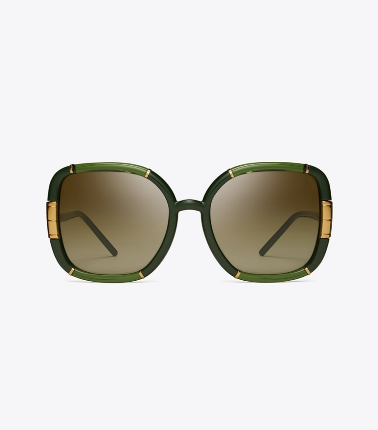 TORY BURCH WOMEN'S ELEANOR OVERSIZED SQUARE SUNGLASSES - Olive