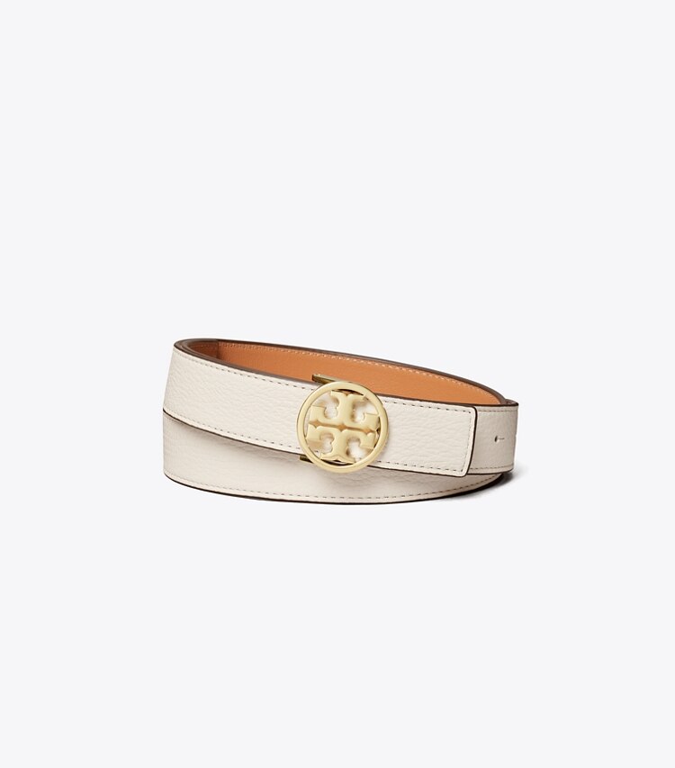 TORY BURCH WOMEN'S 1"MILLER REVERSIBLE BELT - New Ivory / Natural Vachetta / Gold