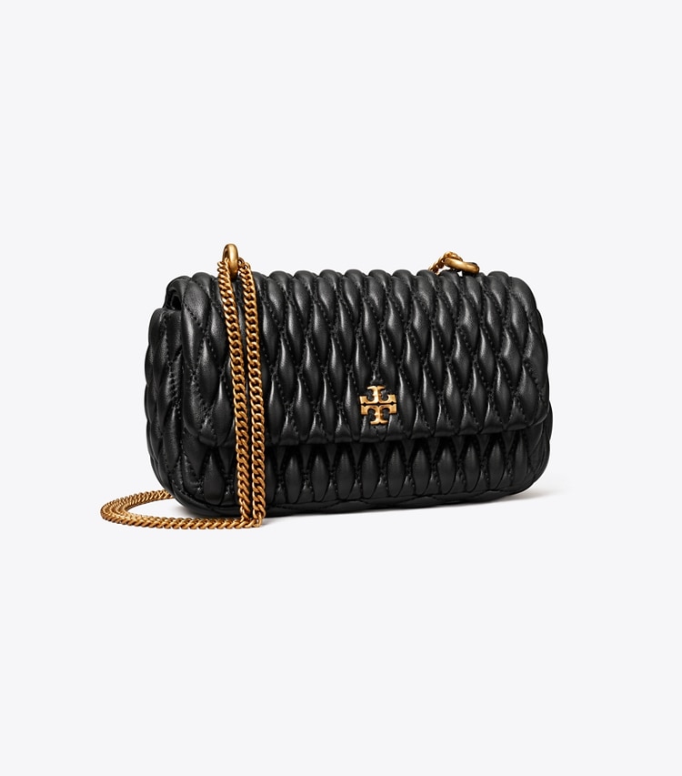 TORY BURCH WOMEN'S MINI KIRA RUCHED FLAP BAG - Black / Gold