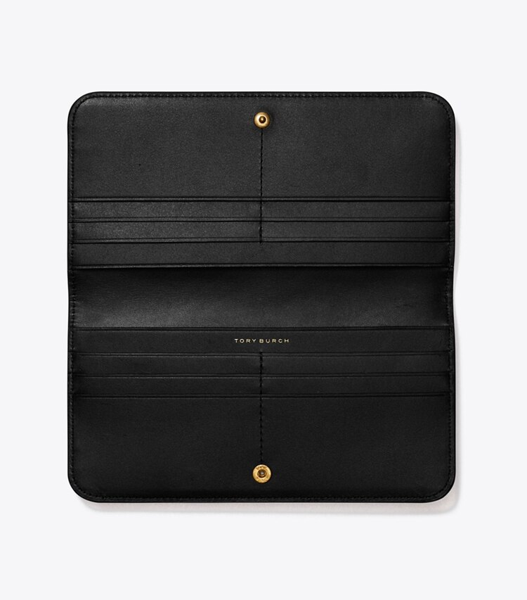 TORY BURCH WOMEN'S T MONOGRAM ZIP SLIM WALLET - Black