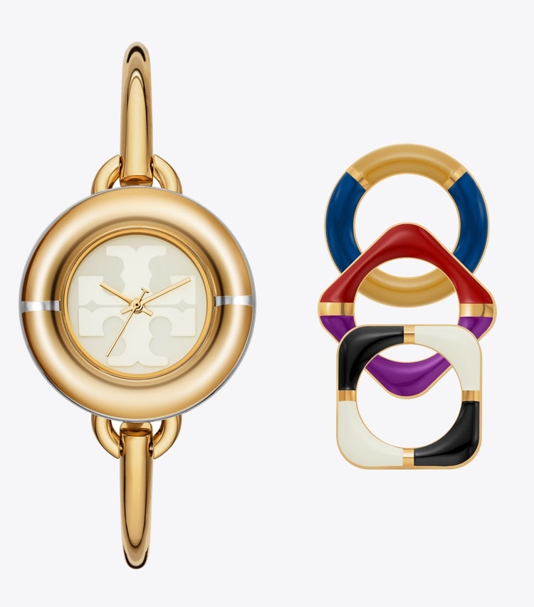 TORY BURCH WOMEN'S MILLER WATCH GIFT SET, MULTI-COLOR/GOLD-TONE/STAINLESS STEEL - Ivory/Gold/Multi-Tone