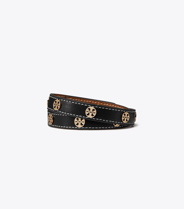 TORY BURCH WOMEN'S MILLER DOUBLE-WRAP BRACELET - Tory Gold / Black