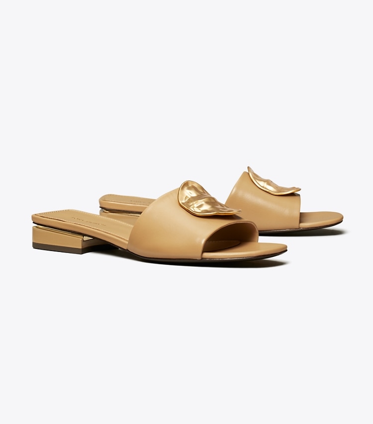 TORY BURCH WOMEN'S PATOS MULE SANDAL - Ginger Shortbread / Gold / Gold