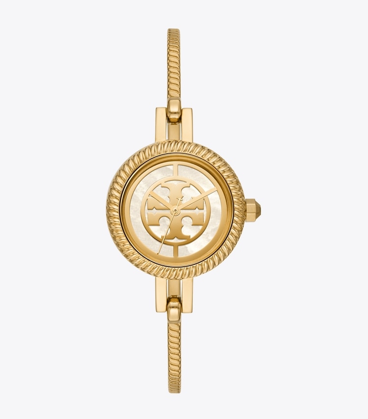 TORY BURCH WOMEN'S REVA BANGLE WATCH GIFT SET, GOLD-TONE STAINLESS STEEL/MULTI-COLOR - Gold/Multi