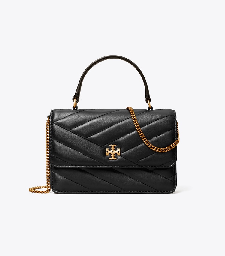 TORY BURCH WOMEN'S MINI KIRA CHEVRON TOP HANDLE CHAIN WALLET - Black