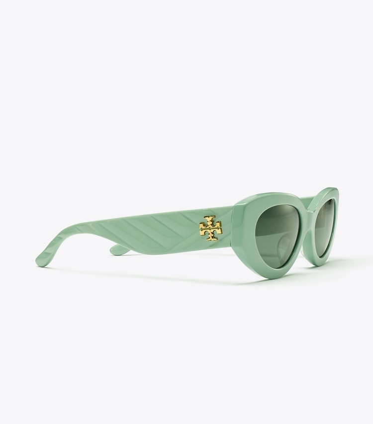 TORY BURCH WOMEN'S KIRA CAT-EYE SUNGLASSES - Solid Mint/Solid Grey