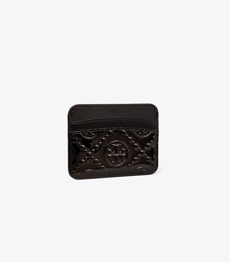 TORY BURCH WOMEN'S T MONOGRAM PATENT CARD CASE - Black