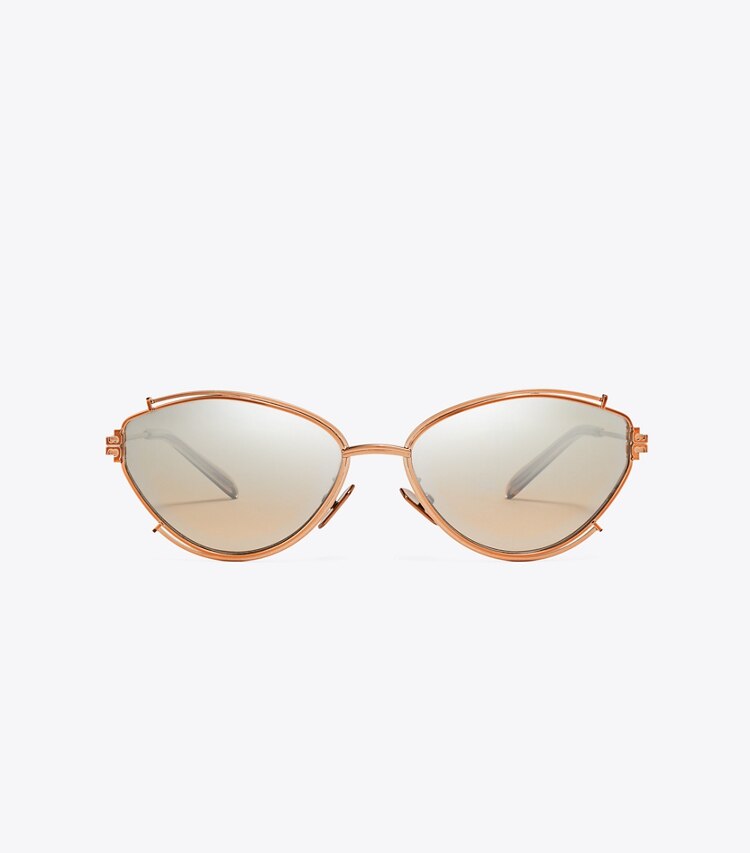 TORY BURCH WOMEN'S ELEANOR OVAL SUNGLASSES - Copper/Brown Mirror Gradient Silver