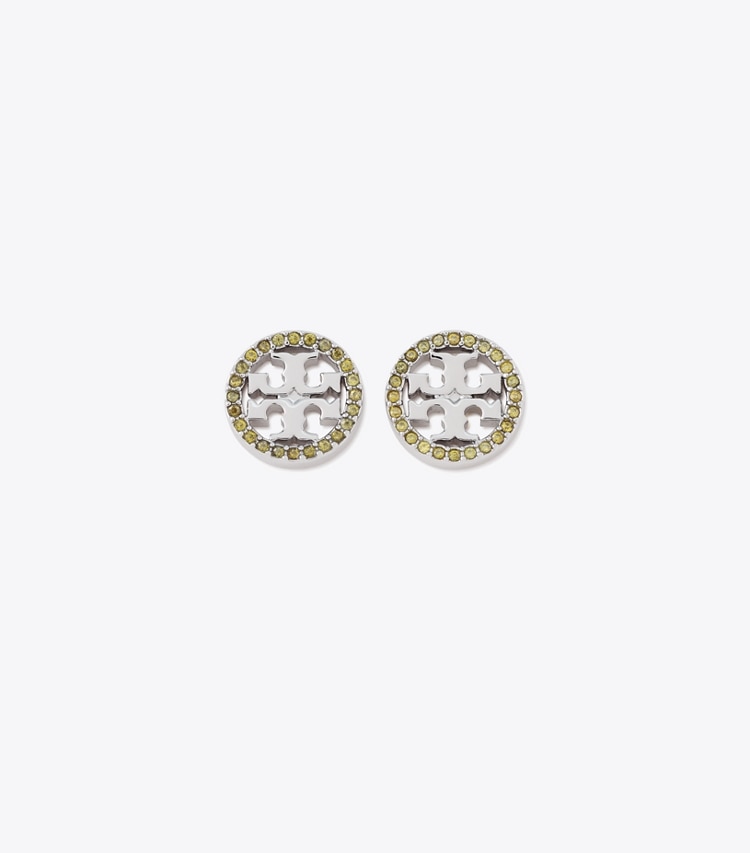 TORY BURCH WOMEN'S MILLER PAVe STUD EARRING - Tory Silver / Olive
