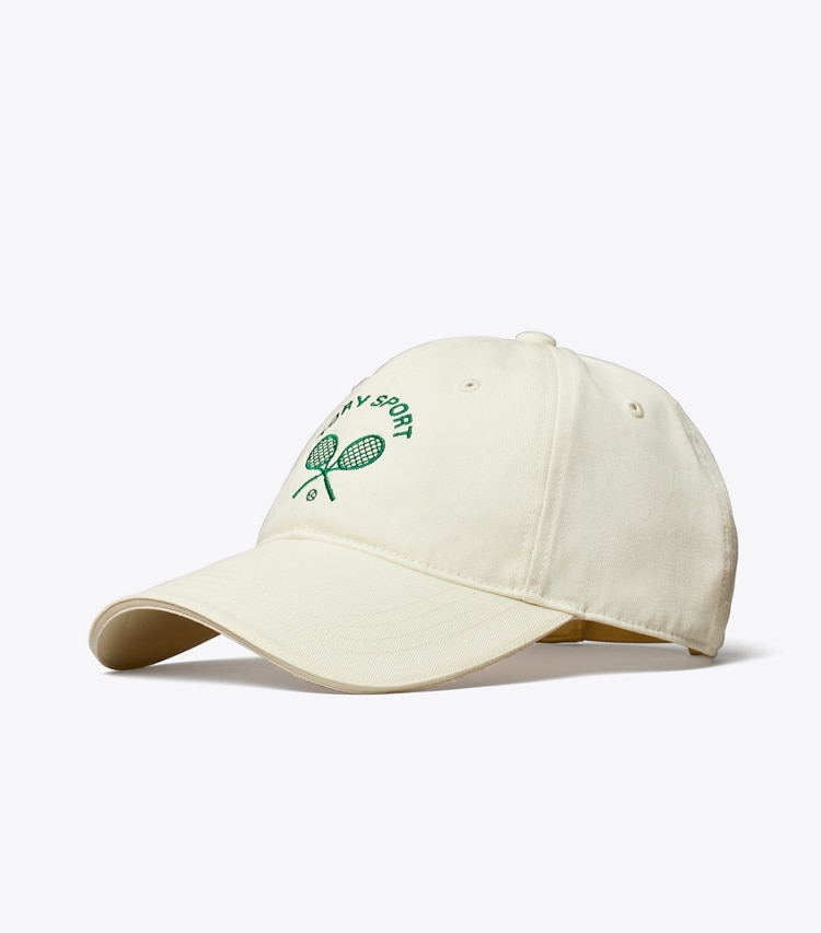 TORY BURCH WOMEN'S EMBROIDERED RACQUETS CAP - New Ivory