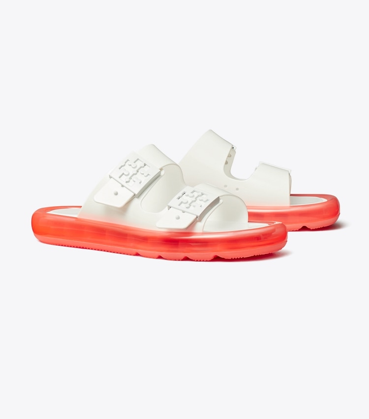 TORY BURCH WOMEN'S BUCKLE BUBBLE JELLY - Optic White / Fluoresecnt Pink