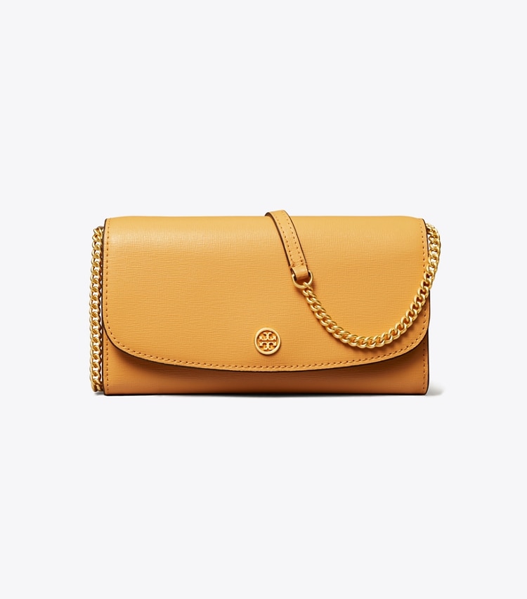 TORY BURCH WOMEN'S ROBINSON CHAIN WALLET - English Ochre - Click Image to Close