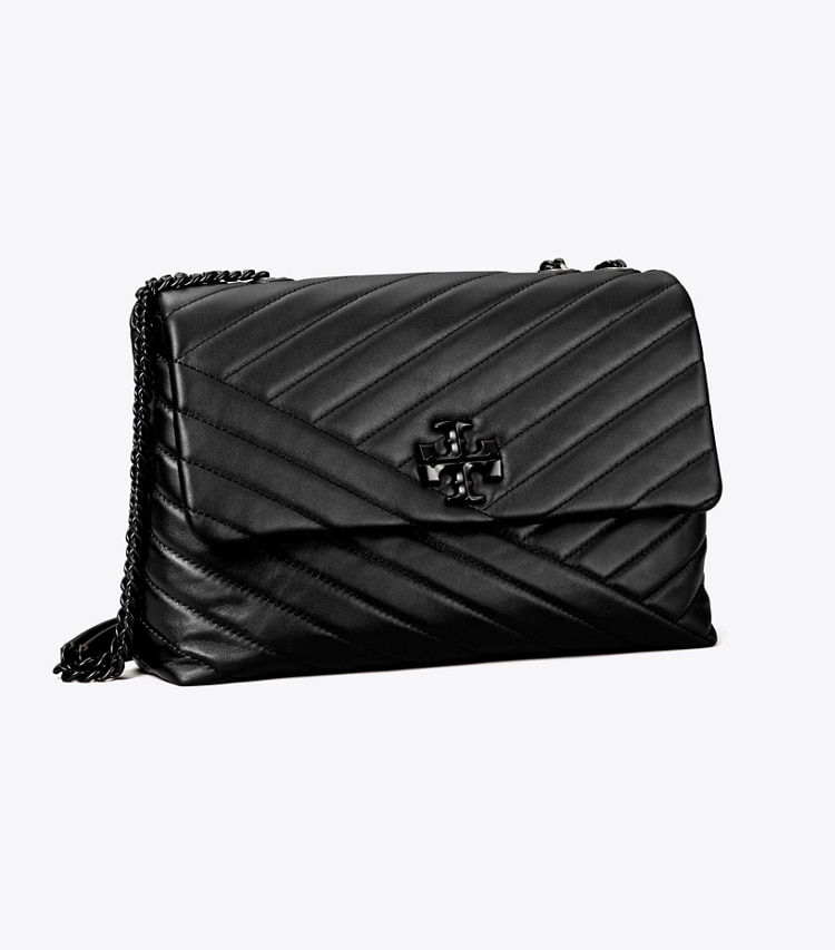 TORY BURCH WOMEN'S KIRA CHEVRON CONVERTIBLE SHOULDER BAG - Black / Silver