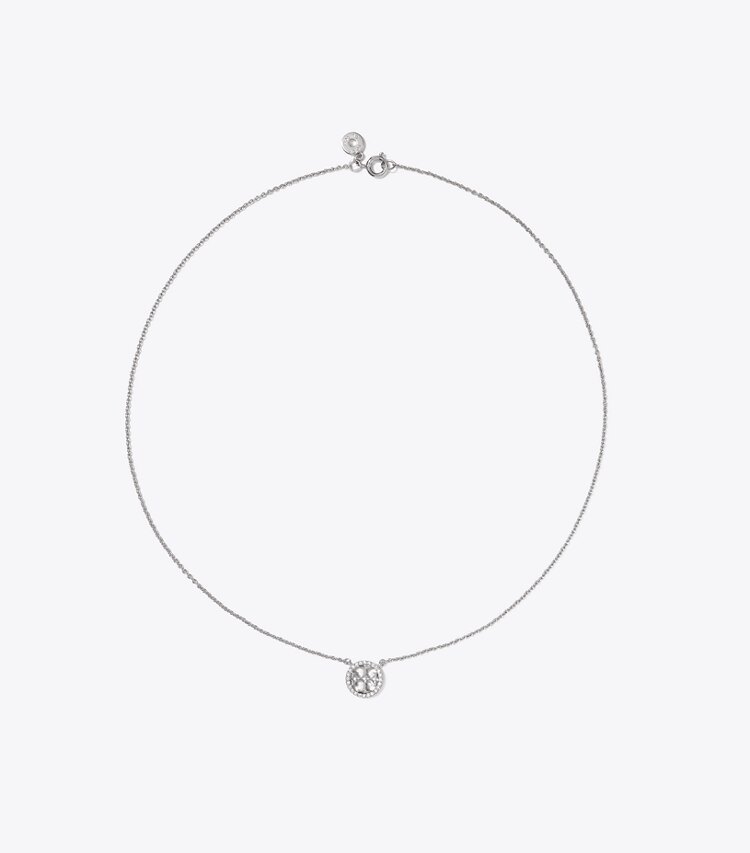 TORY BURCH WOMEN'S MILLER PAVe LOGO DELICATE NECKLACE - Tory Silver/Crystal