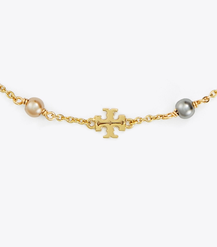 TORY BURCH WOMEN'S DELICATE KIRA PEARL CHAIN BRCLT - Tory Gold / Brown