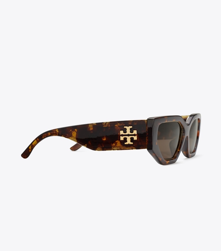 TORY BURCH WOMEN'S KIRA GEOMETRIC SUNGLASSES - Dark Tortoise