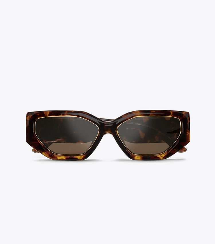 TORY BURCH WOMEN'S KIRA GEOMETRIC SUNGLASSES - Dark Tortoise