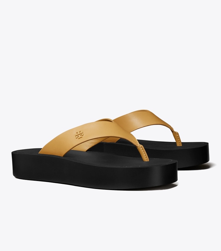 TORY BURCH WOMEN'S PLATFORM FLIP-FLOP - Ginger Shortbread / Black