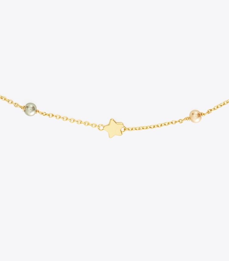 TORY BURCH WOMEN'S DELICATE KIRA PEARL NECKLACE - Tory Gold / Brown
