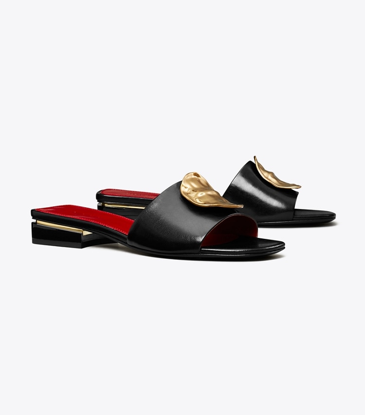 TORY BURCH WOMEN'S PATOS MULE SANDAL - Perfect Black / Tory Red / Tory Red