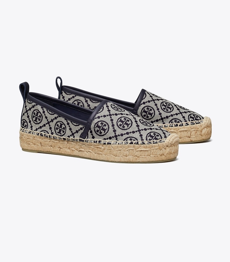 TORY BURCH WOMEN'S T MONOGRAM PLATFORM ESPADRILLE - Navy Logo Jacquard / Perfect Navy