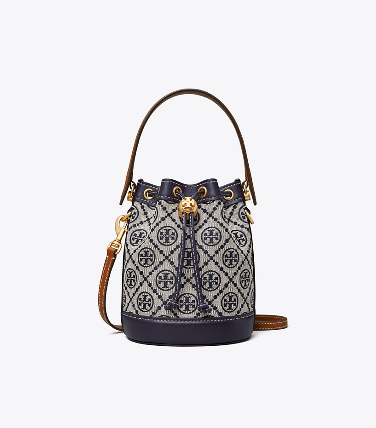 TORY BURCH WOMEN'S MINI T MONOGRAM BUCKET BAG - Tory Navy