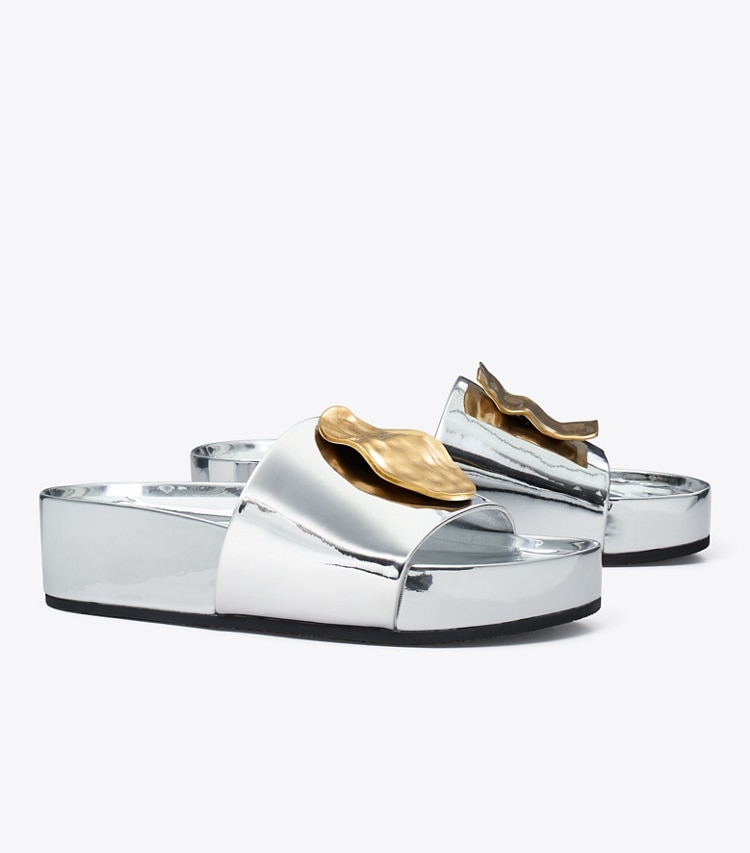 TORY BURCH WOMEN'S PATOS MISMATCHED SLIDE - Argento