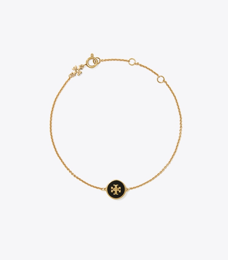 TORY BURCH WOMEN'S KIRA ENAMEL CHAIN BRACELET - Tory Gold / Black