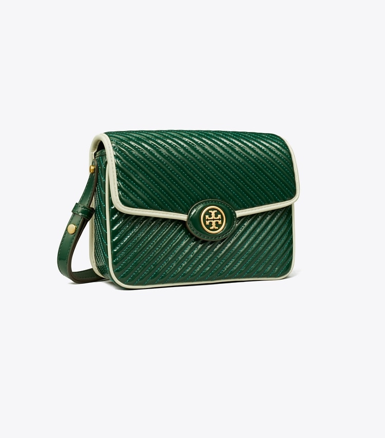 TORY BURCH WOMEN'S ROBINSON PATENT QUILTED SHOULDER BAG - Pine Tree