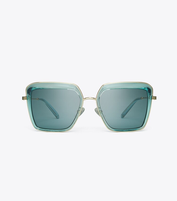 TORY BURCH WOMEN'S KIRA BOLD RIM SUNGLASSES - Transparent Light Blue/Solid Blue