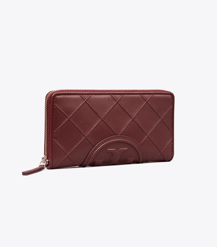 TORY BURCH WOMEN'S FLEMING SOFT ZIP CONTINENTAL WALLET - Muscadine - Click Image to Close